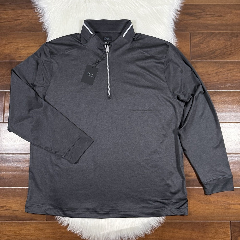 Greg Norman Men's Size XL Gray Leaderboard Golf 1/4 Zip Long Sleeve Pullover